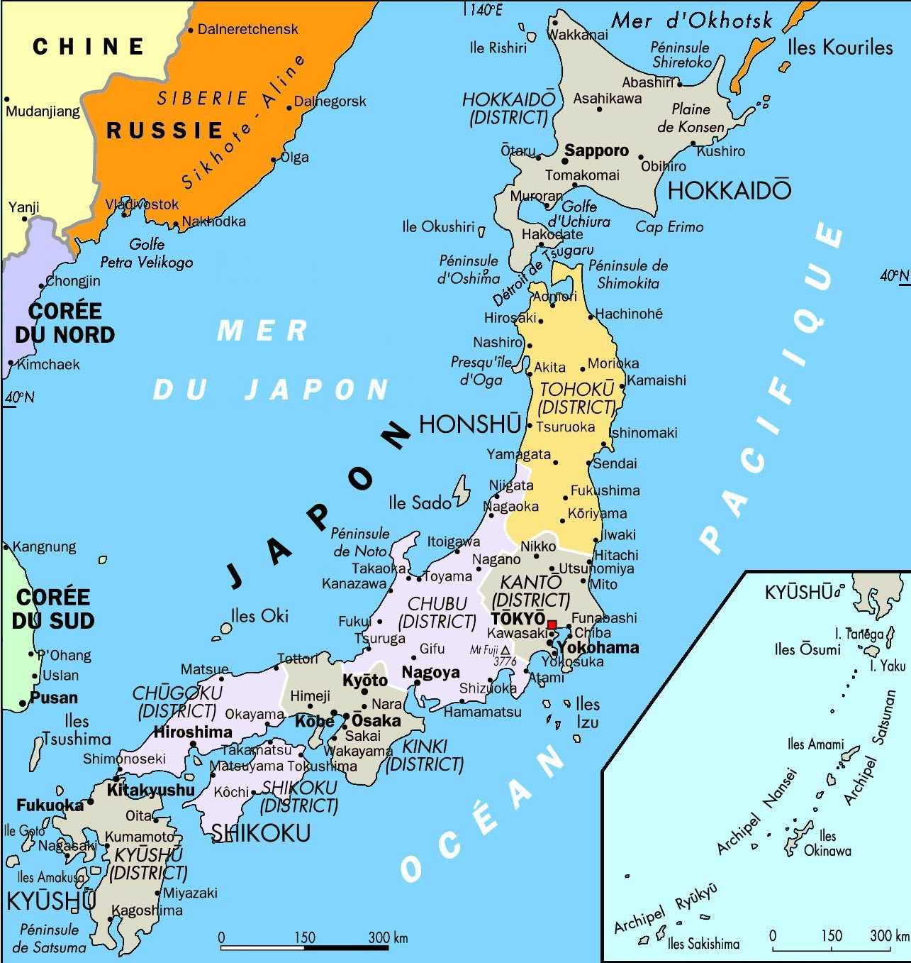 Carte Générale du Japon Touristique