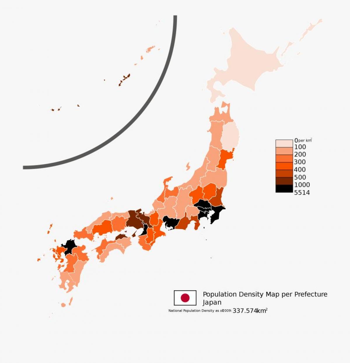 Carte de la densité du Japon