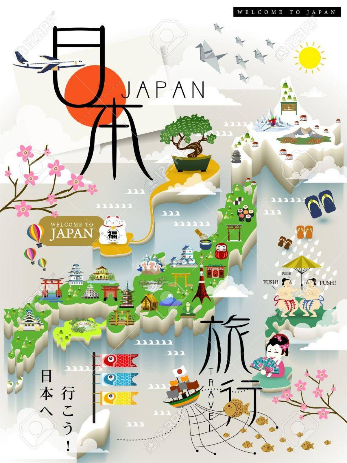 Carte des attractions touristiques du Japon