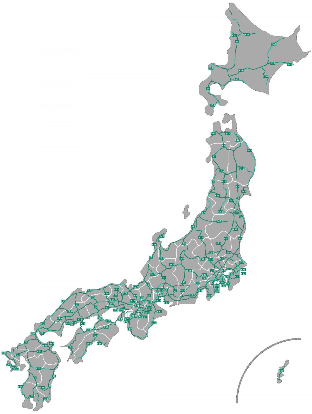 Carte des autoroutes du Japon