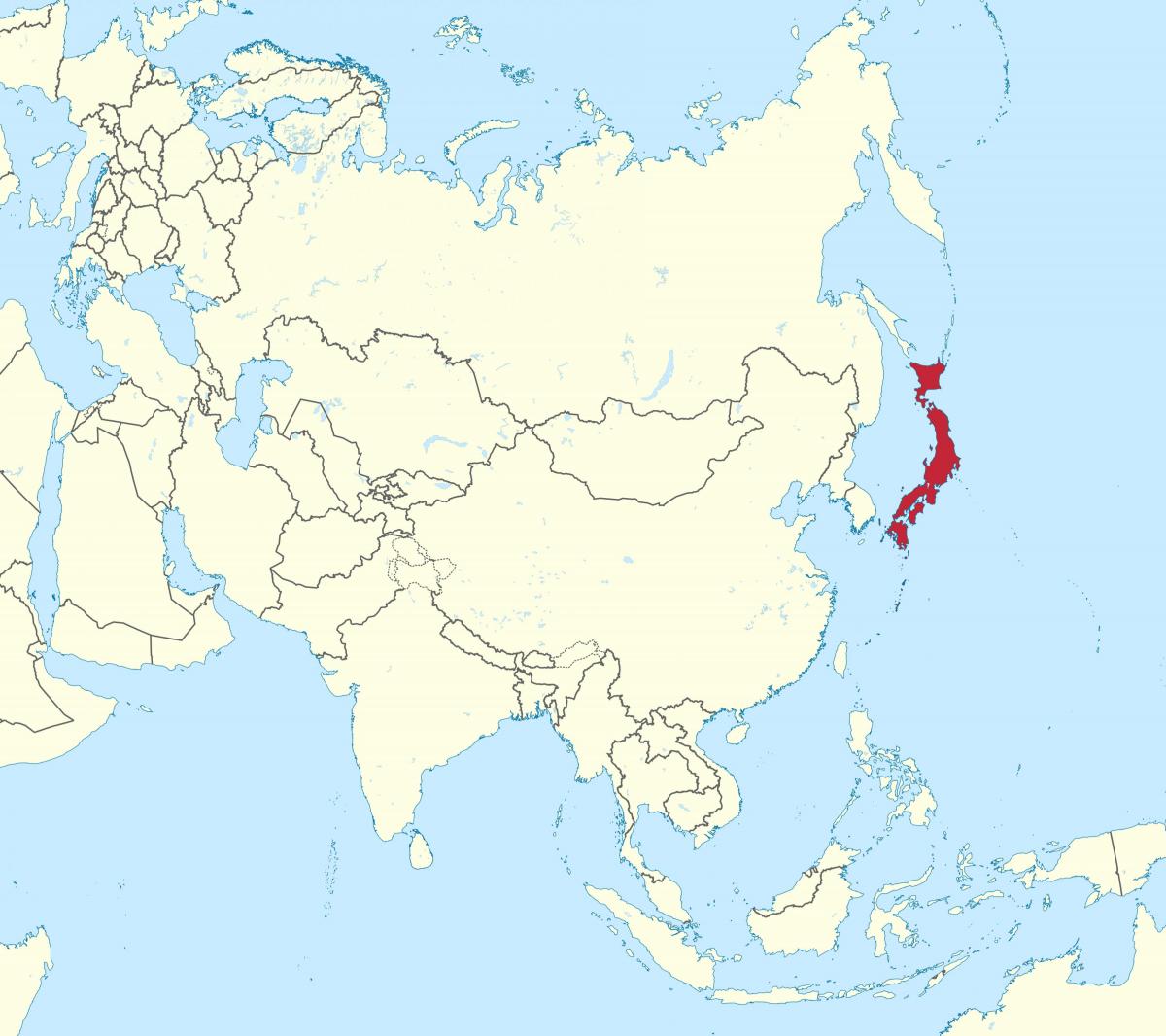 Situation du Japon sur la carte de l'Asie