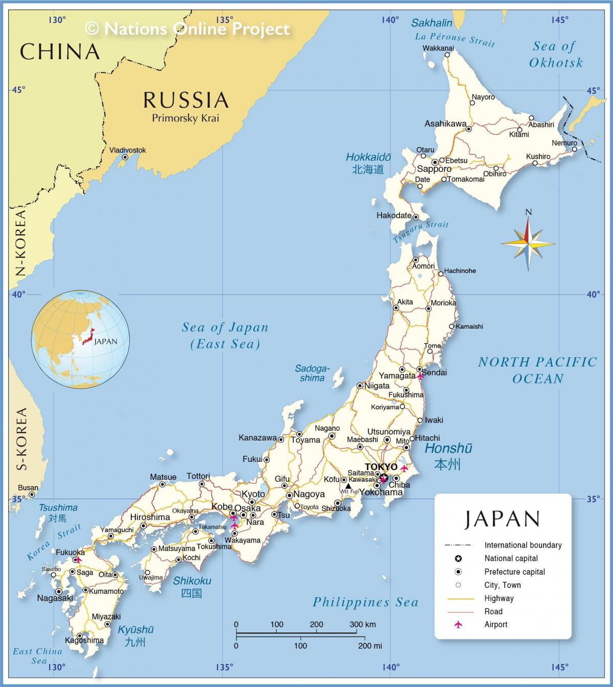 Carte du pays Japon
